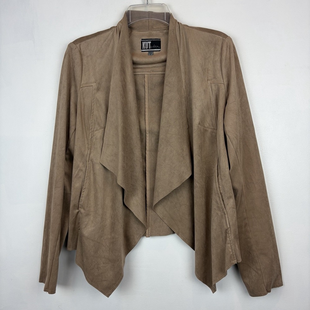 KUT From The Kloth Jacket Womens Medium Brown Faux Suede Old Money Layer Open